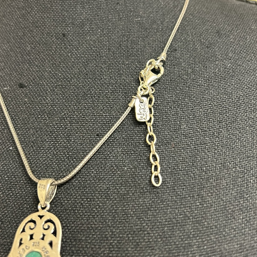 Necklace Passage to Israel 925 Silver Necklace with Green Stone, New with papers - Picture 4 of 9